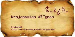 Krajcsovics Ágnes névjegykártya