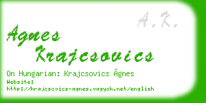 agnes krajcsovics business card
