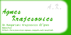 agnes krajcsovics business card